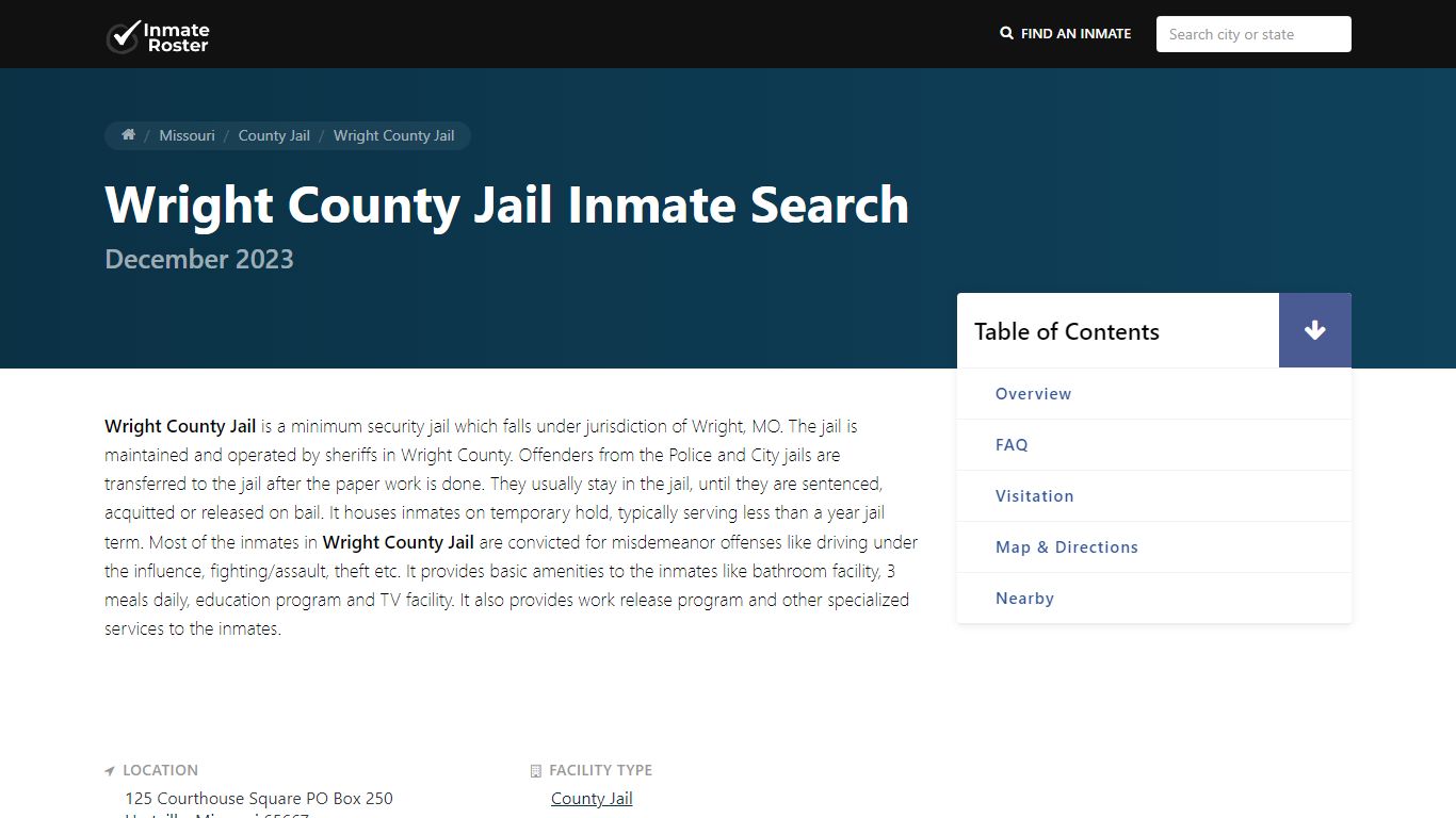 Inmate Search | Wright County Jail - Hartville, MO - InmateRoster