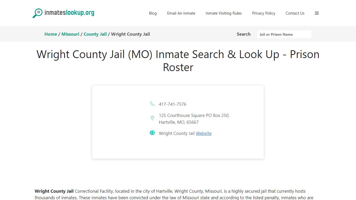 Wright County Jail (MO) Inmate Search & Look Up - Prison Roster